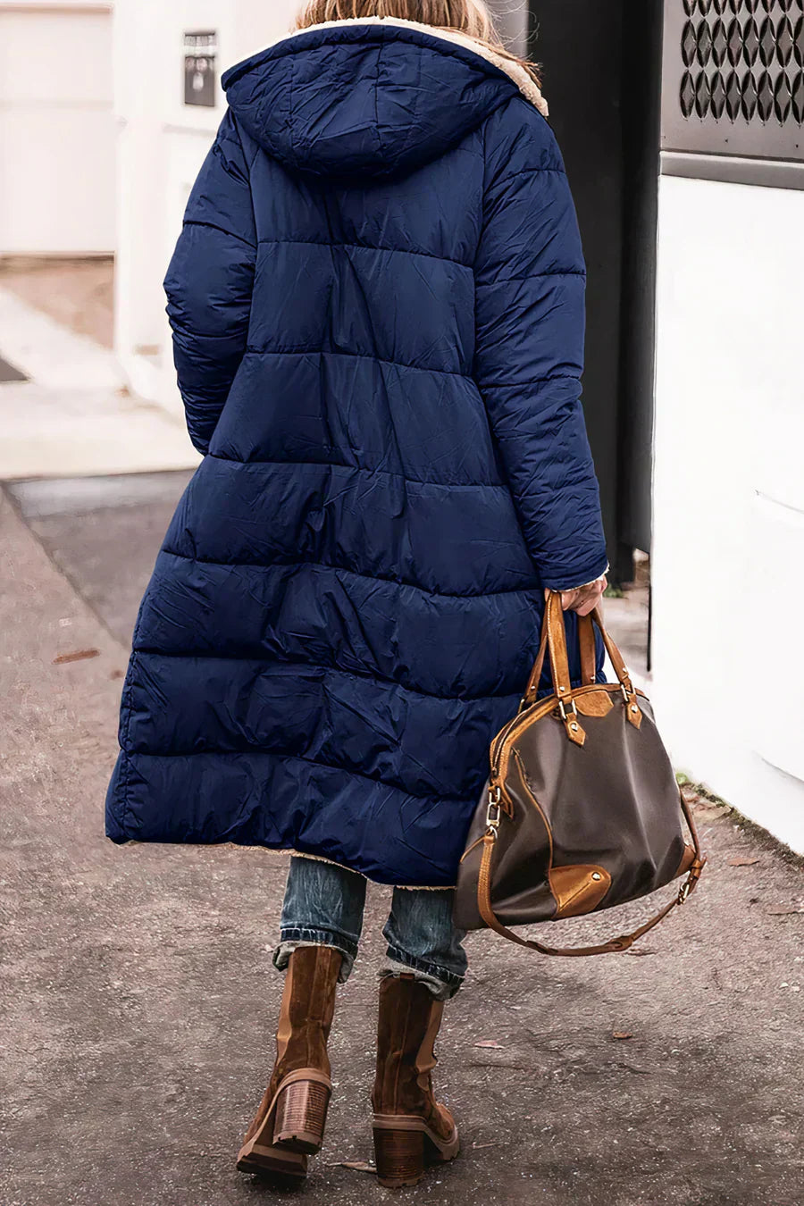 Camila Manteau Long Quilted for Women – Hood with faux fur and full zip closure