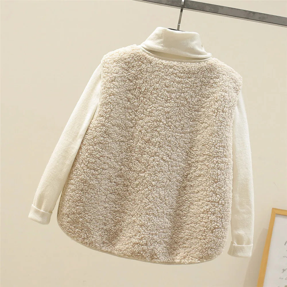 Kate Women's Sleeveless Vest – Sherpa Sheep Wool Effect Warm, Lightweight & Casual
