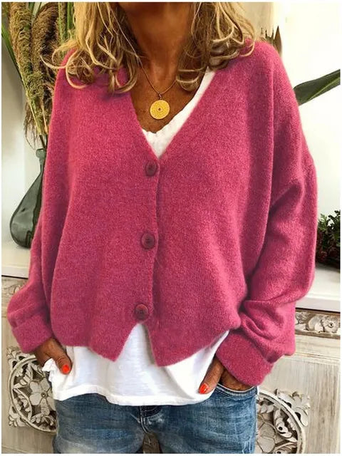Katherine Cardigan Femme – Elegant Cotton Long Sleeve Cardigan with Button Closure