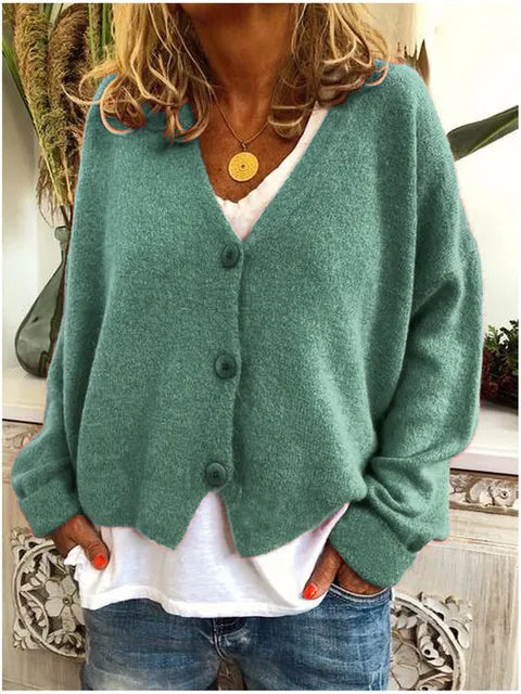 Katherine Cardigan Femme – Elegant Cotton Long Sleeve Cardigan with Button Closure