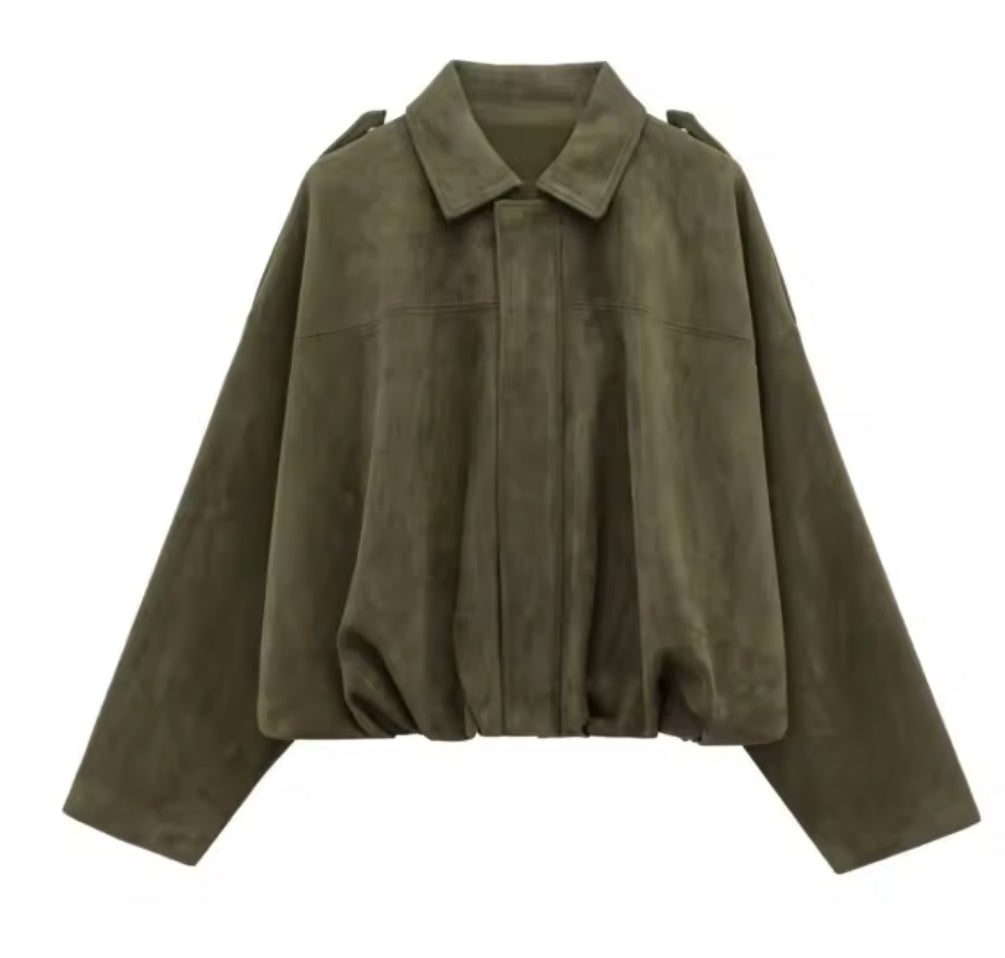 Elliana Women's Jacket – Loose Suede Effect Jacket with Practical Pockets for Autumn/Winter