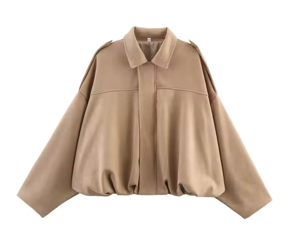 Elliana Women's Jacket – Loose Suede Effect Jacket with Practical Pockets for Autumn/Winter