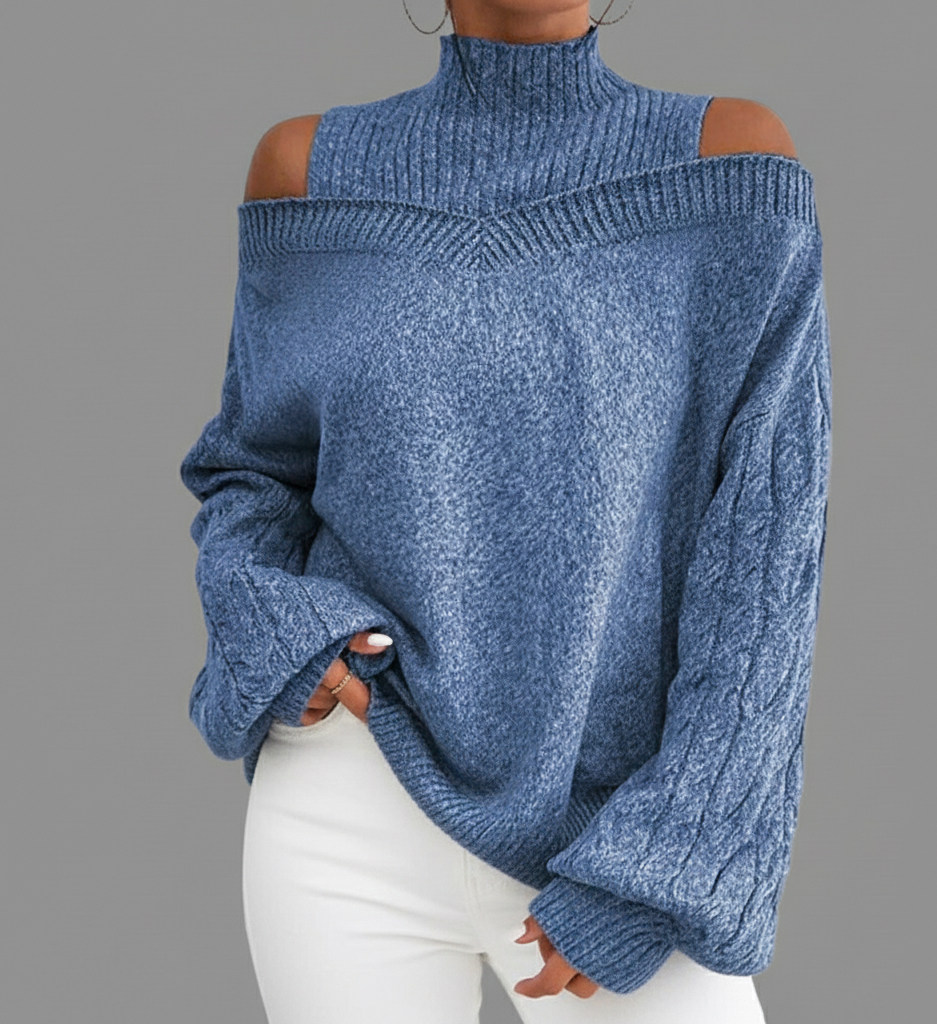 Isabel Elegant Sweater Woman – Refined Off-Shoulder, Soft Knit & Feminine Style