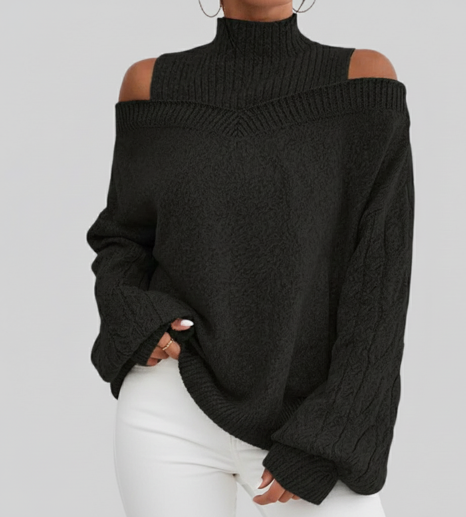 Isabel Elegant Sweater Woman – Refined Off-Shoulder, Soft Knit & Feminine Style