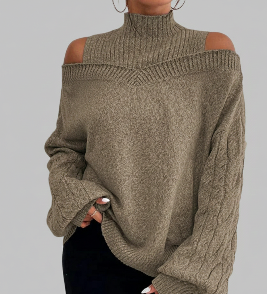 Isabel Elegant Sweater Woman – Refined Off-Shoulder, Soft Knit & Feminine Style