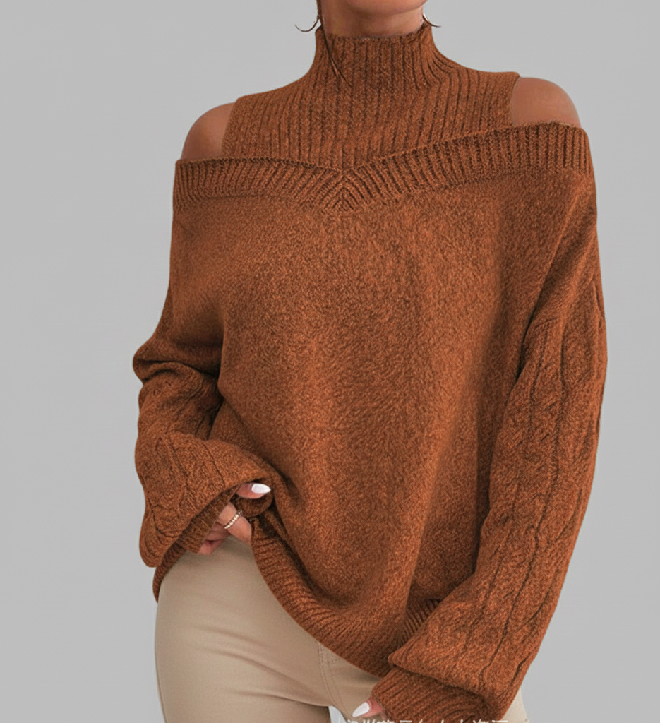 Isabel Elegant Sweater Woman – Refined Off-Shoulder, Soft Knit & Feminine Style