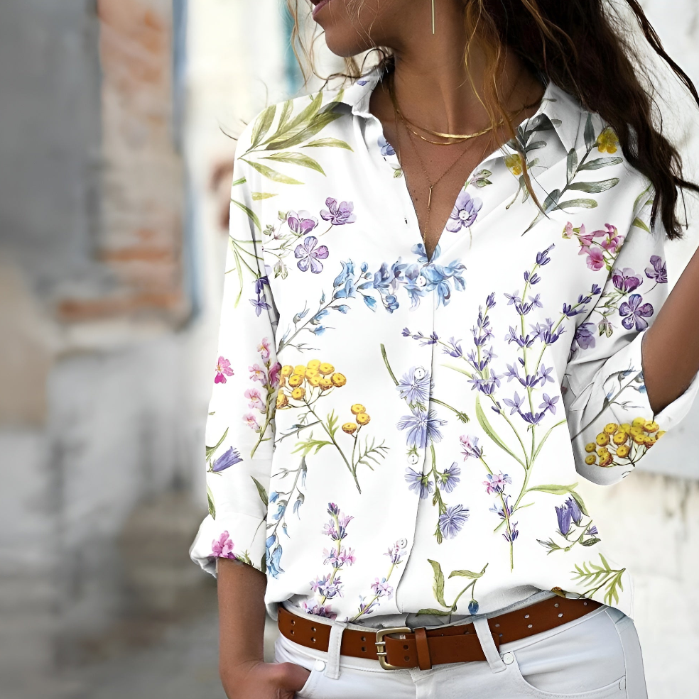 Norina Blouse Femme – Lightweight Blouse with Trendy Print, Loose Fit & Soft Fabric