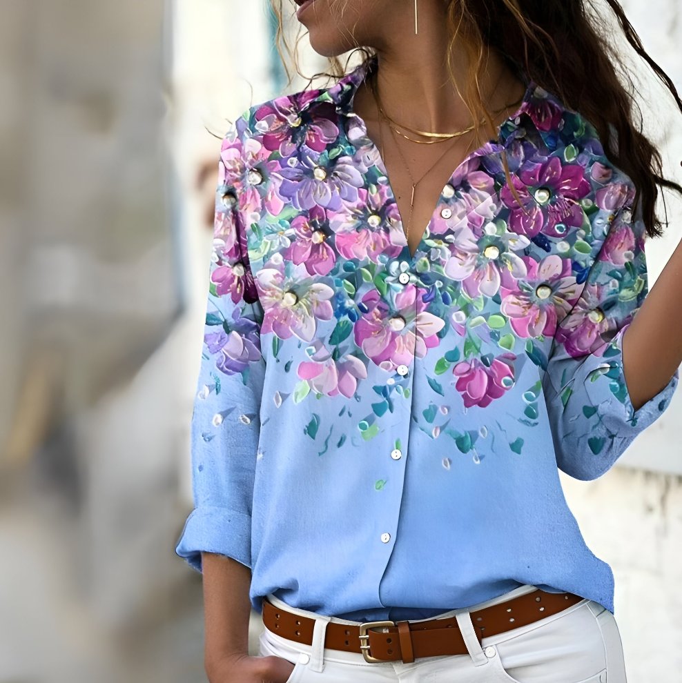 Norina Blouse Femme – Lightweight Blouse with Trendy Print, Loose Fit & Soft Fabric
