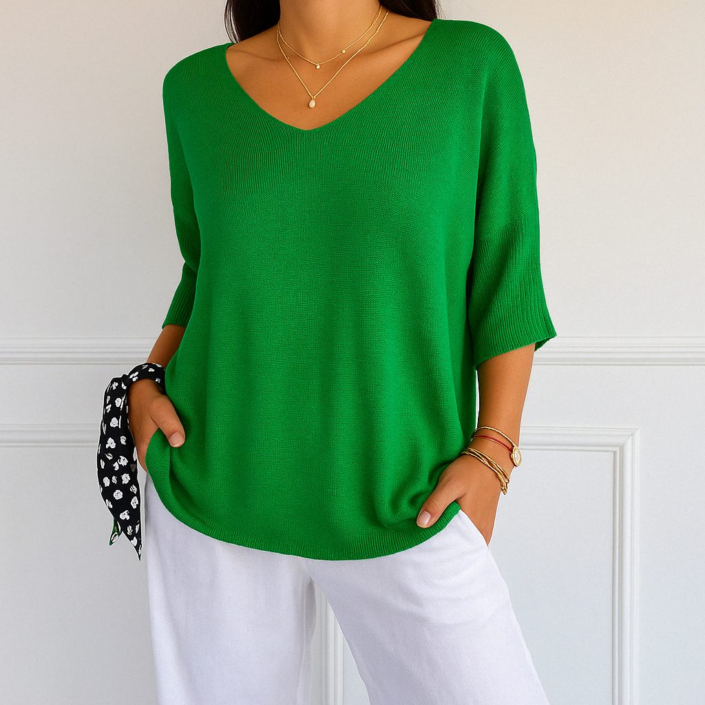 Coraline V-Neck Sweater Women – Fine Knit, Soft & Elegant for a Refined Style