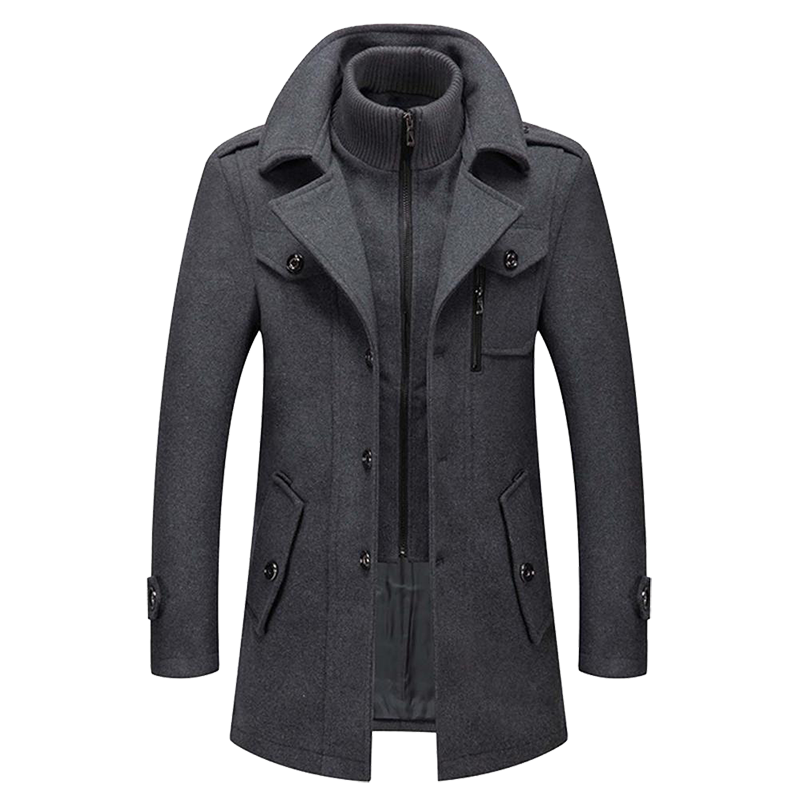 Daniel Long Wool Coat for Men – Elegant Buttoned Overcoat with Tailored Lapels