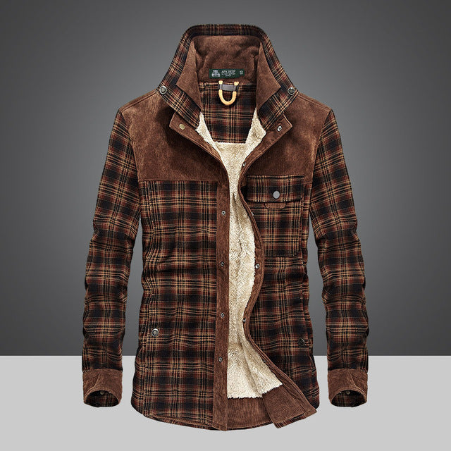 Arthuro Men's Winter Coat – Elegant Plaid Jacket with Notched Collar & Classic Buttoning