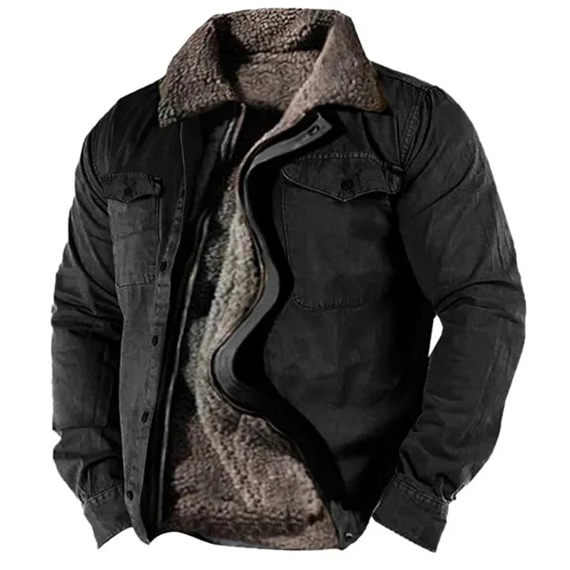 Morgan Men's Winter Jacket – Fleece-Lined Shirtjack with Pockets & Snap Buttons