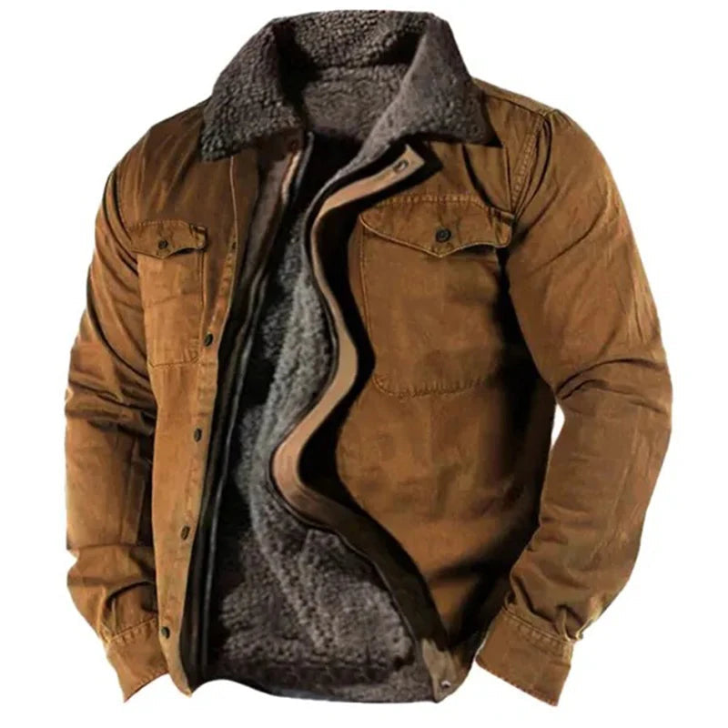 Morgan Men's Winter Jacket – Fleece-Lined Shirtjack with Pockets & Snap Buttons