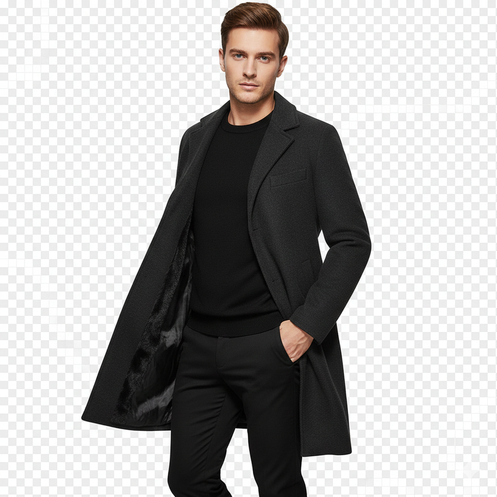 Ian Men's Winter Coat | Long Buttoned Coat | Windproof & Elegant Design
