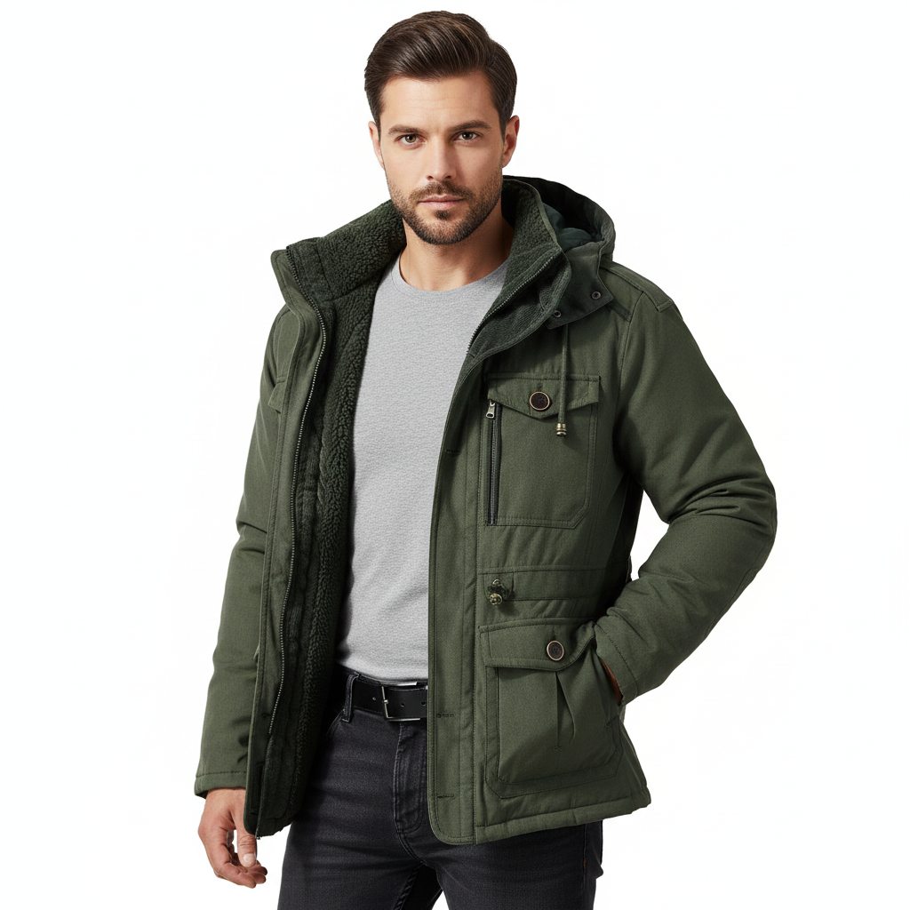 Ivan Winter Parka for Men – Military Style Hooded Jacket with Large Pockets
