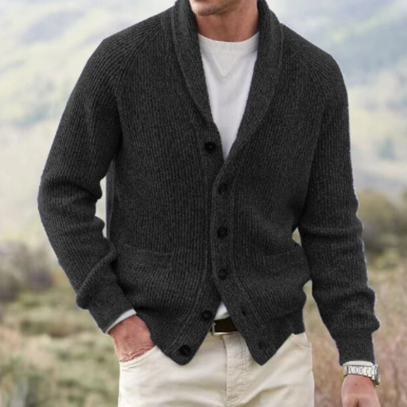 Victorino Men's Wool Vest – Striped V-Neck Cardigan with Buttons and Pockets