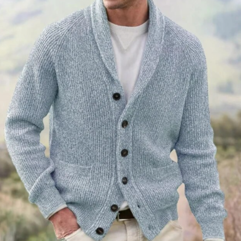 Victorino Men's Wool Vest – Striped V-Neck Cardigan with Buttons and Pockets