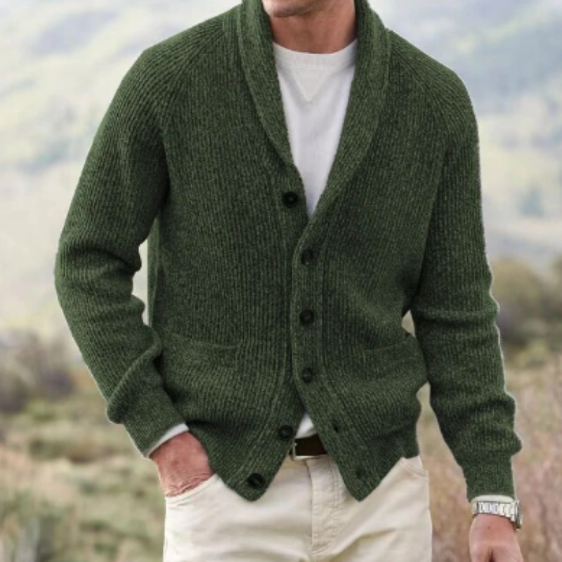 Victorino Men's Wool Vest – Striped V-Neck Cardigan with Buttons and Pockets