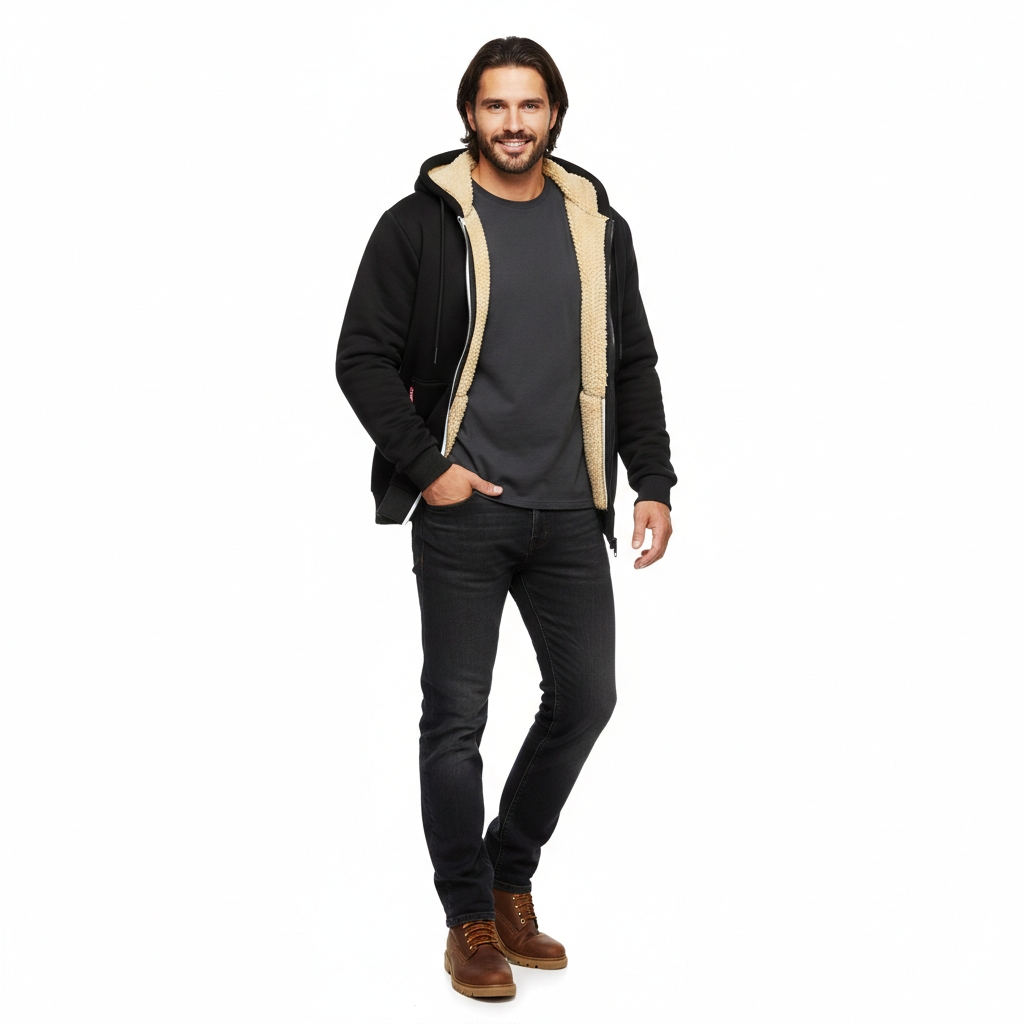 Zedrick Men's Zip-Up Hoodie – Warm Lined Sweatshirt with Comfortable Hood