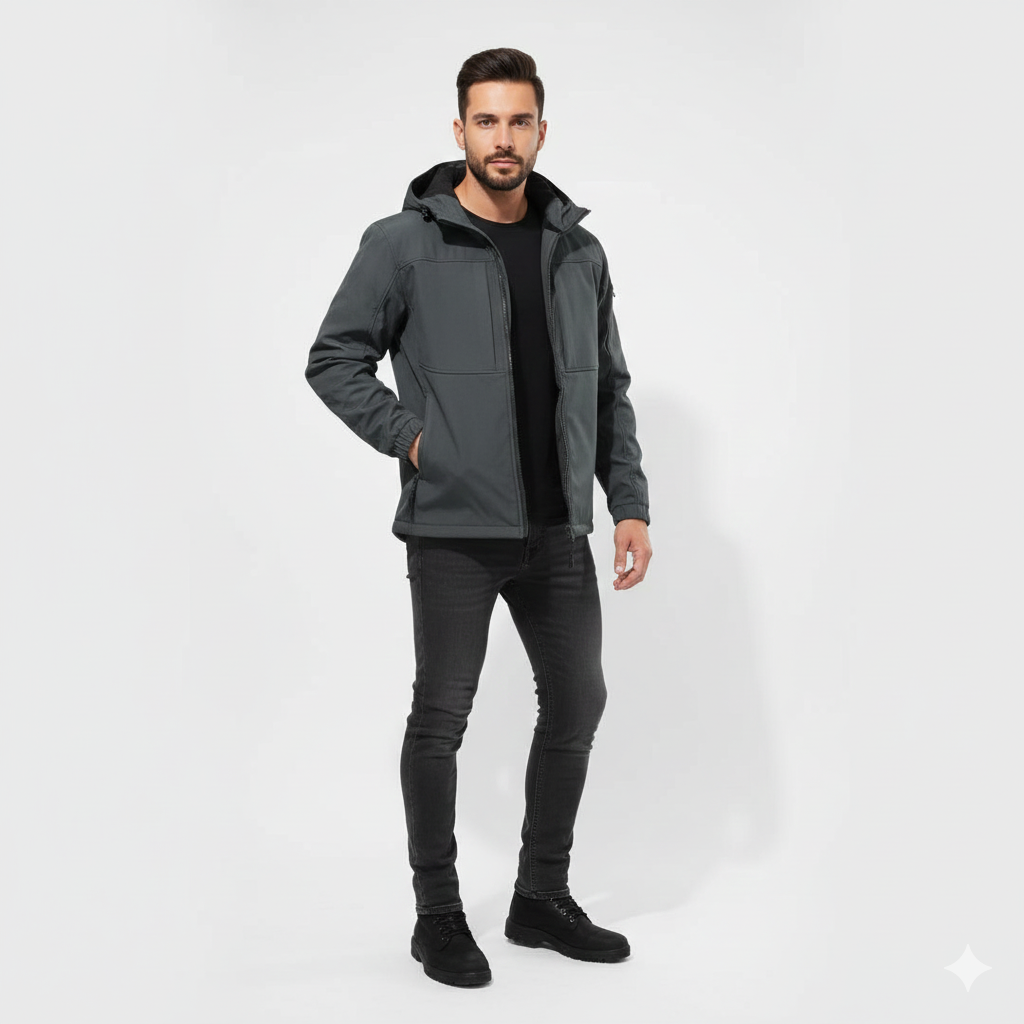 Max Men's Softshell Jacket with Hood – Functional Design & Stretchy Modern Fit