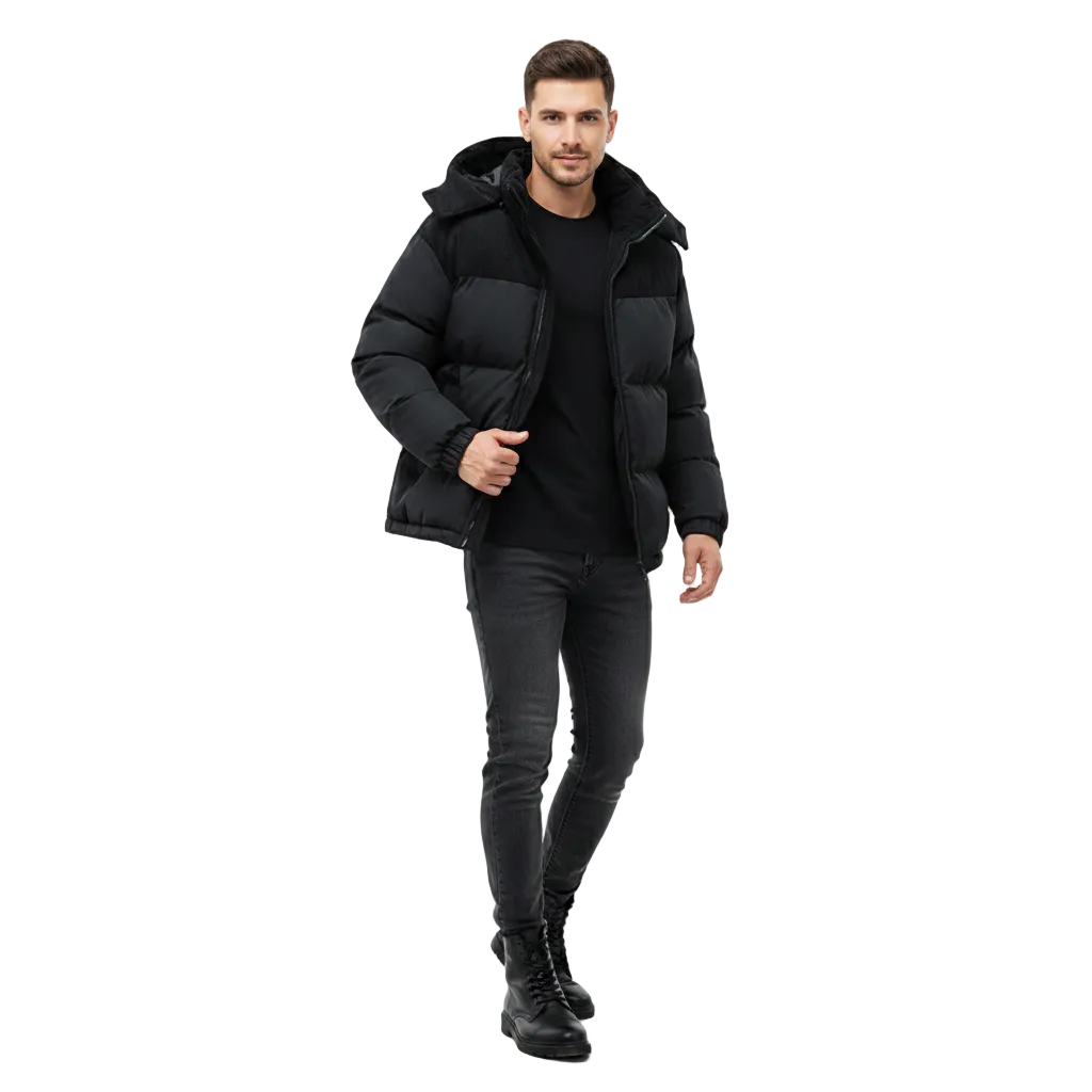 Erick Men's Winter Jacket with Hood – Quilted Lining, Regular Fit & Windbreaker