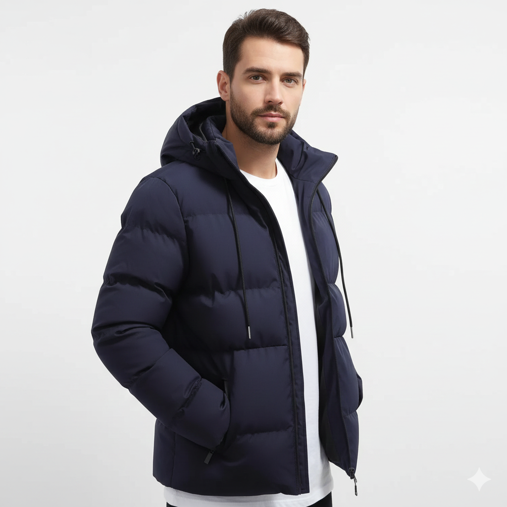 Men's Winter Oil Parka Waterproof – Quilted Puffer, Hood & Maximum Warmth