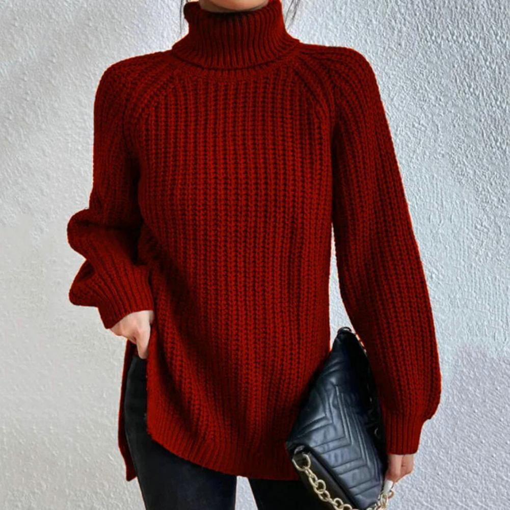 Ashley Turtleneck Knit Sweater for Women – Soft and Warm Winter Top with Wide Sleeves