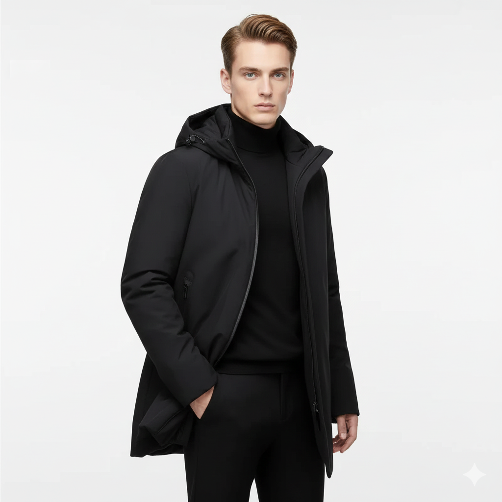 Jamiel Men's Waterproof Winter Jacket – Regular Fit Coat with Windproof Hood