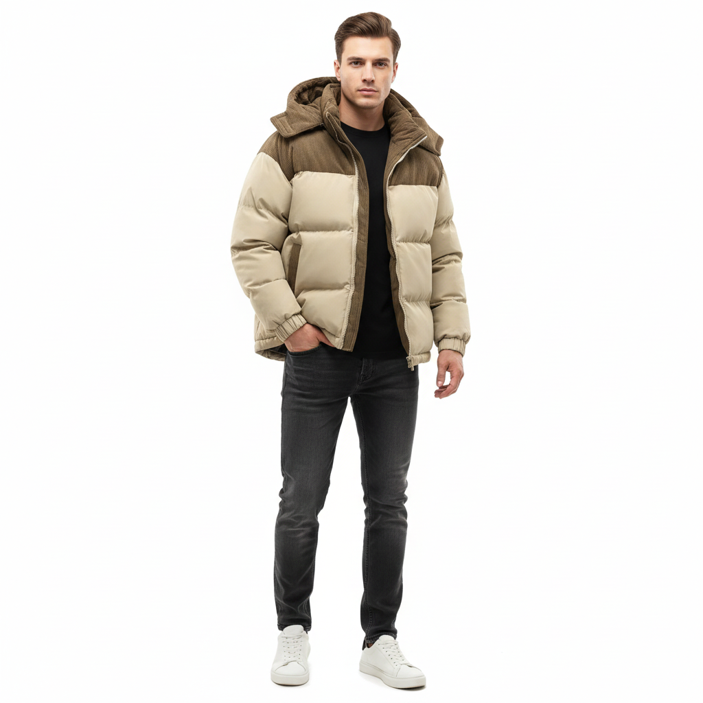 Johan Men's Winter Jacket with Hood – Quilted Regular Fit Windbreaker Autumn & Winter