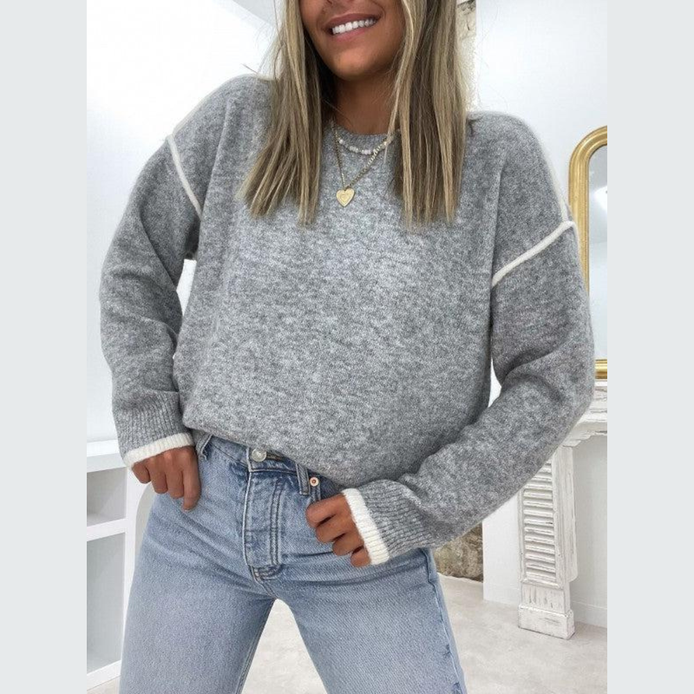 Melina Pull Woman – Classic Sweatshirt with Round Neck, Long Sleeves & Thermal Comfort in Polyester