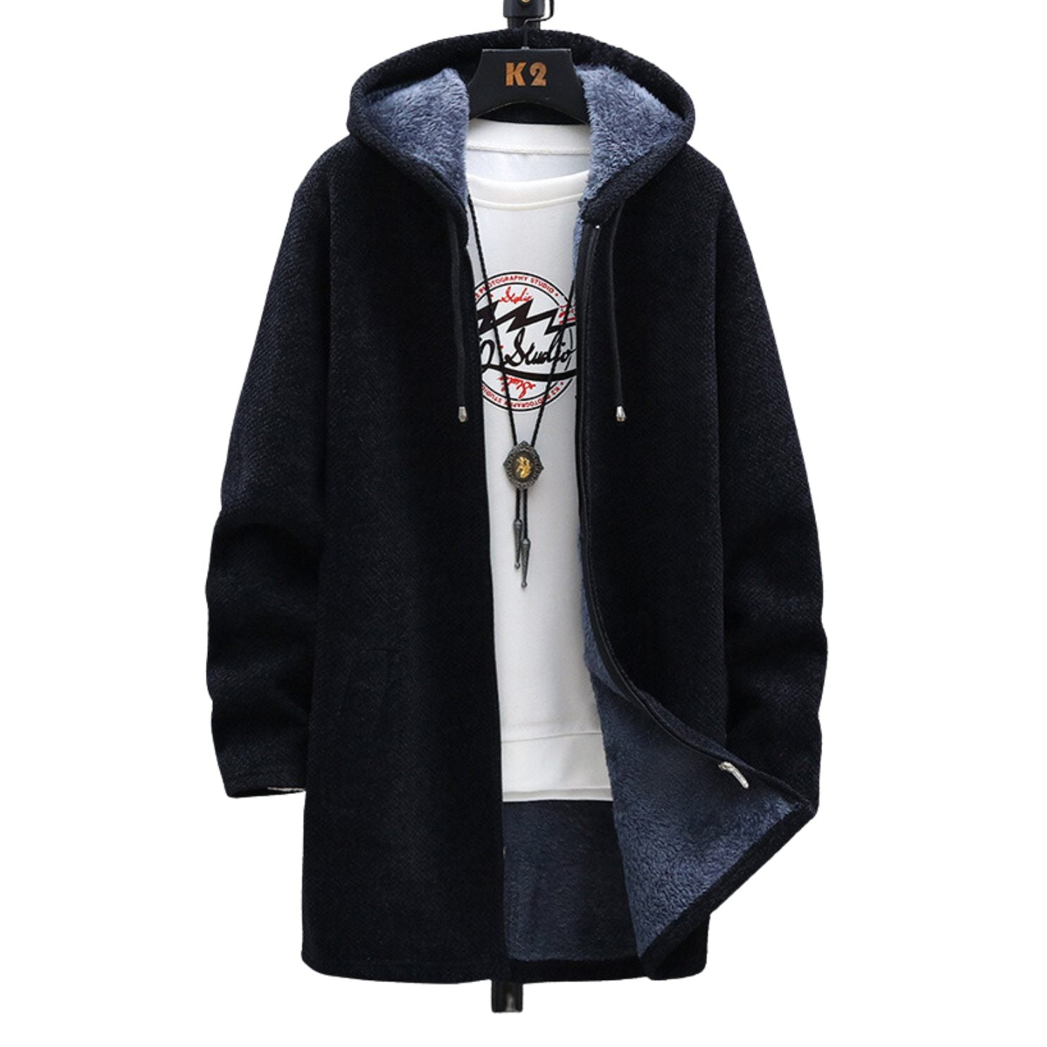 Jeff Men's Winter Coat – Elegant Warm Jacket with Adjustable Hood & Zipper Closure