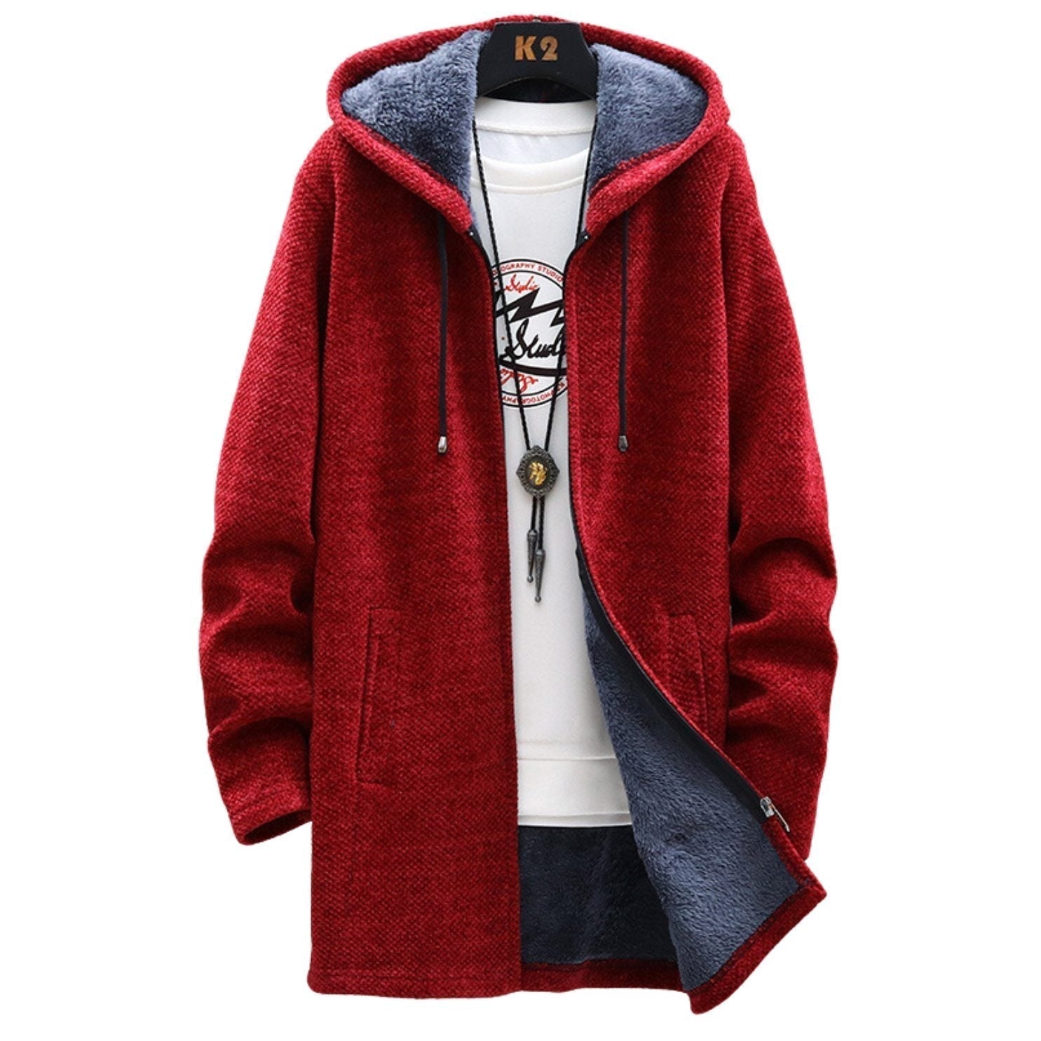 Jeff Men's Winter Coat – Elegant Warm Jacket with Adjustable Hood & Zipper Closure