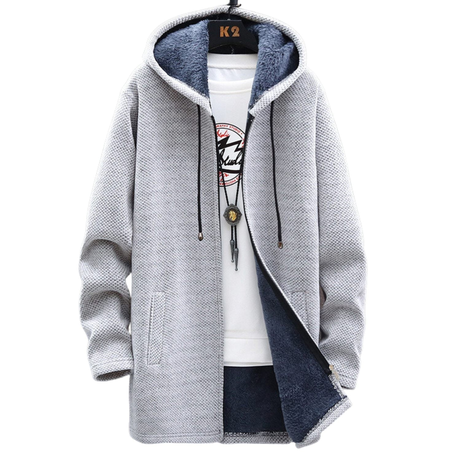 Jeff Men's Winter Coat – Elegant Warm Jacket with Adjustable Hood & Zipper Closure