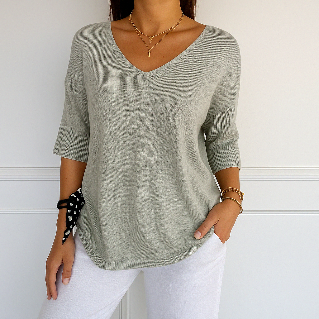 Coraline V-Neck Sweater Women – Fine Knit, Soft & Elegant for a Refined Style