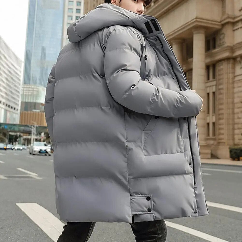 Lukas Manteau Long Homme – Quilted Winter Down Jacket with Hood & Modern Style