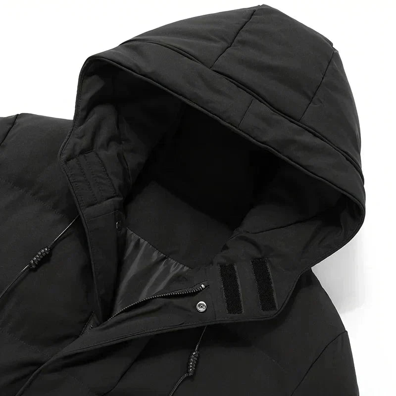 Lukas Manteau Long Homme – Quilted Winter Down Jacket with Hood & Modern Style