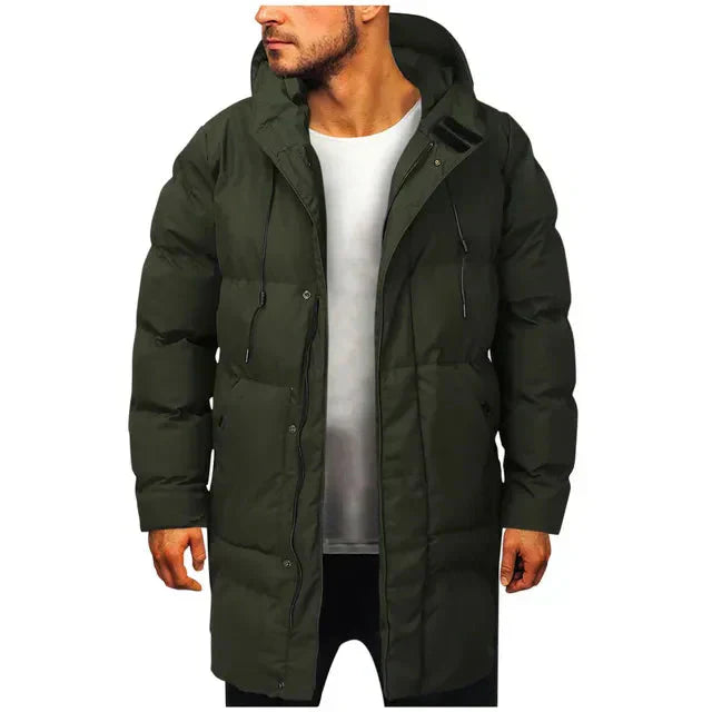 Lukas Manteau Long Homme – Quilted Winter Down Jacket with Hood & Modern Style