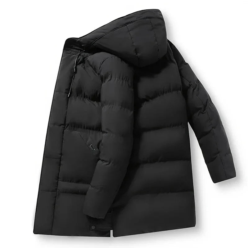 Lukas Manteau Long Homme – Quilted Winter Down Jacket with Hood & Modern Style