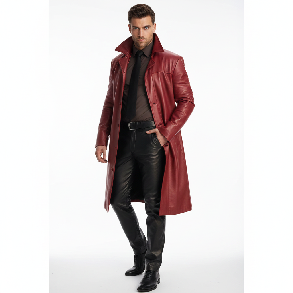 Marlo Long Trench Coat for Men – Elegant Coat with Classic Buttoning Modern Cut