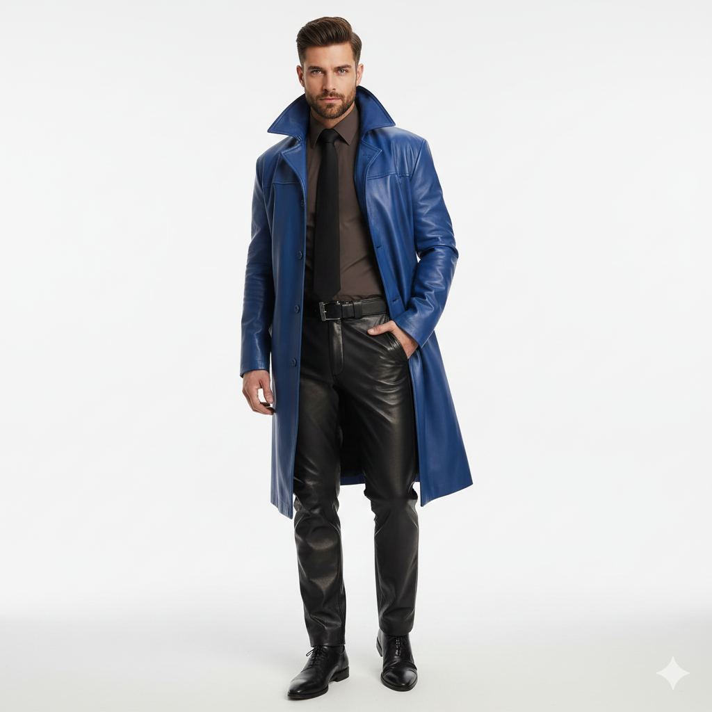 Marlo Long Trench Coat for Men – Elegant Coat with Classic Buttoning Modern Cut