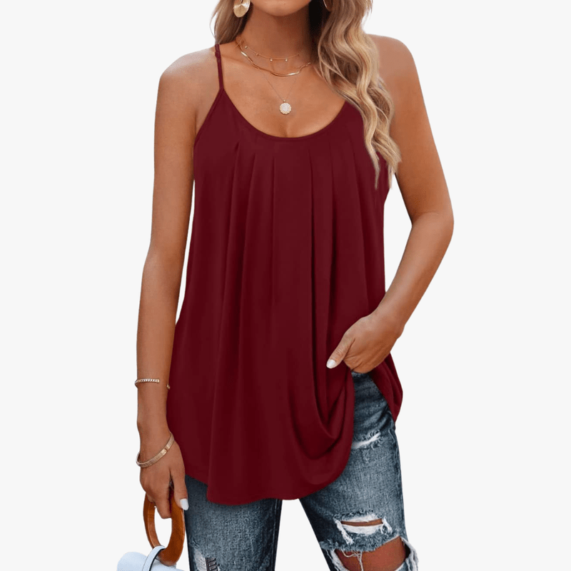 Jazzy Top Woman Summer – Adjustable Straps, Breathable Stretch Fabric & Loose Gathered Cut