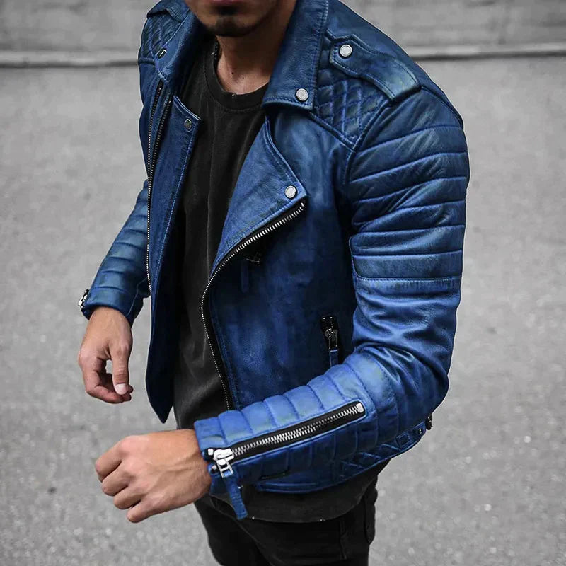 Amos Men's Motorcycle Jacket with Zipper Closure – Modern Style & Comfortable Fit