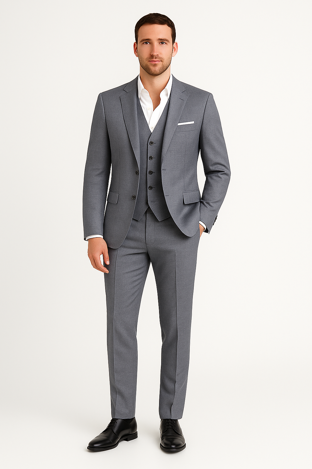 Men’s 3-Piece Tailored Suit – Classic Blazer, Waistcoat and Trousers for Formal Events