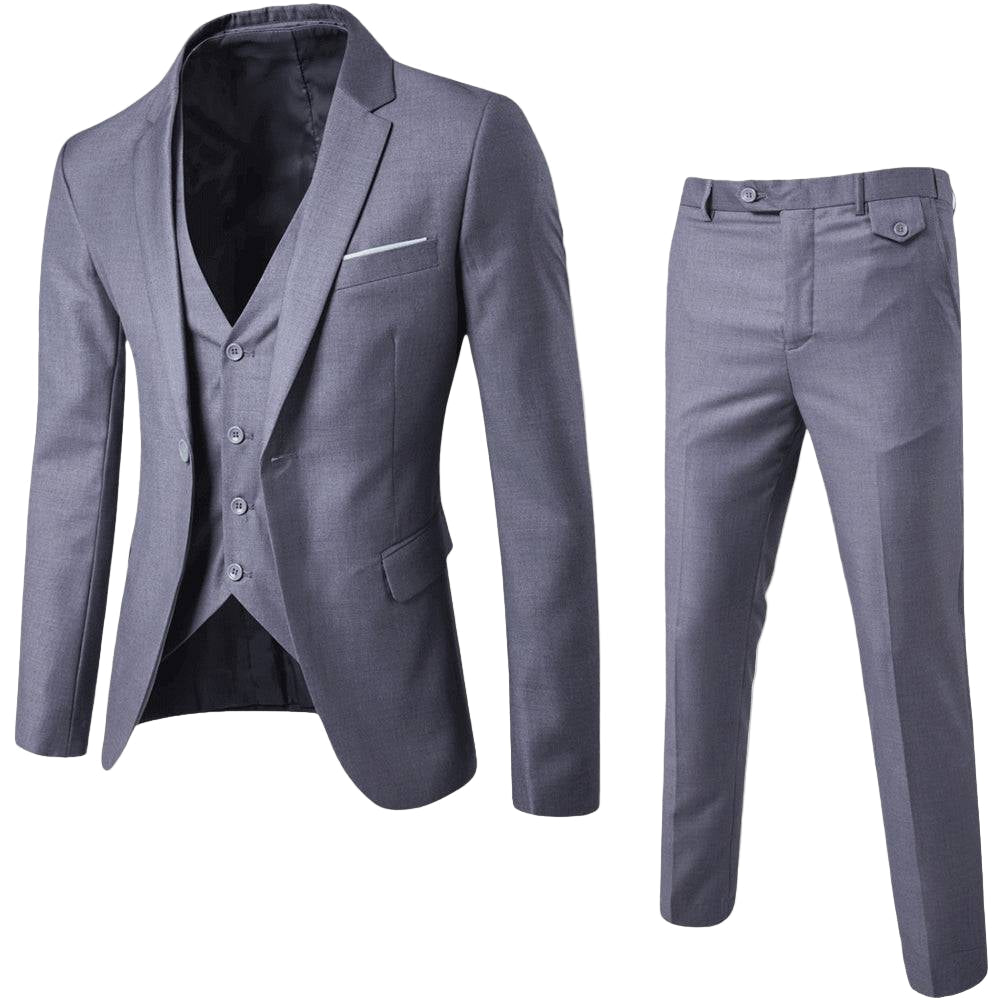 Men’s 3-Piece Tailored Suit – Classic Blazer, Waistcoat and Trousers for Formal Events