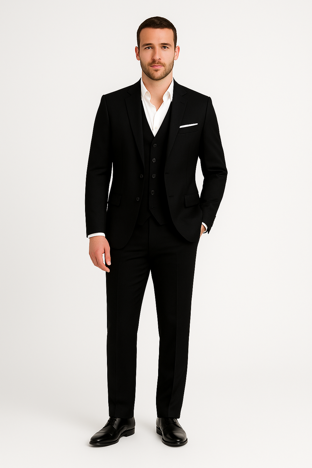 Men’s 3-Piece Tailored Suit – Classic Blazer, Waistcoat and Trousers for Formal Events