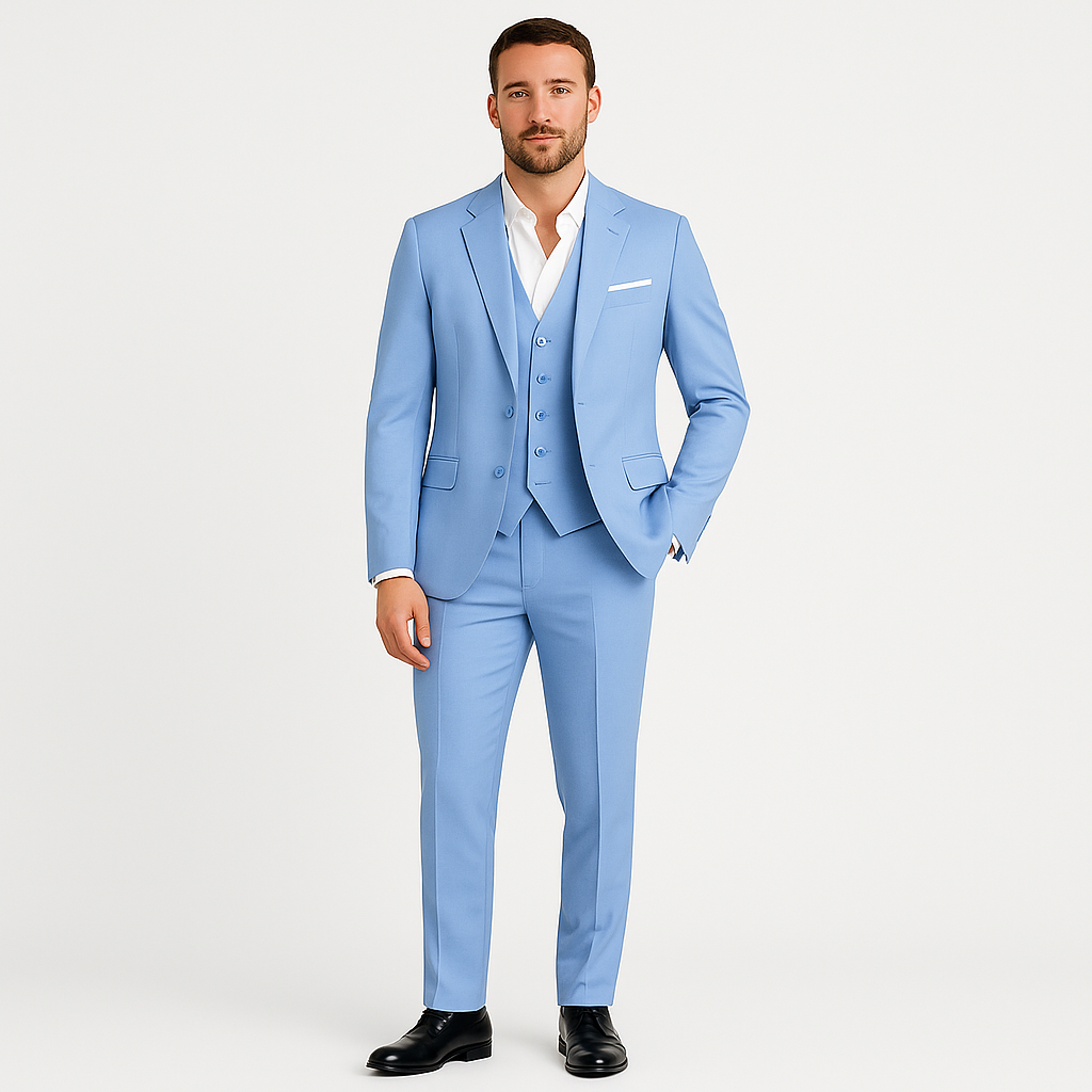 Men’s 3-Piece Tailored Suit – Classic Blazer, Waistcoat and Trousers for Formal Events