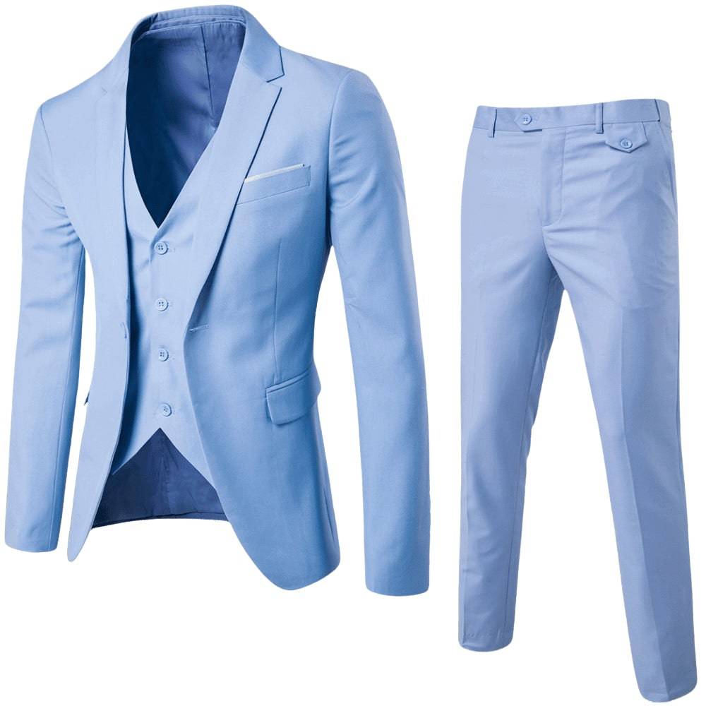 Men’s 3-Piece Tailored Suit – Classic Blazer, Waistcoat and Trousers for Formal Events