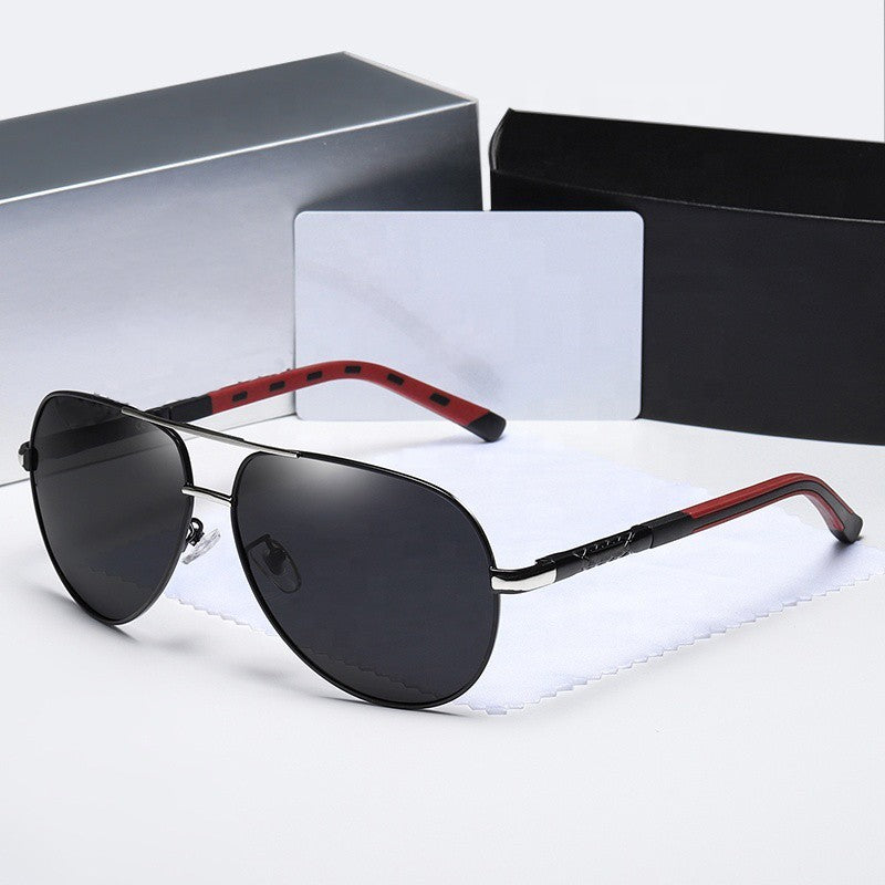 Men’s Aviator Sunglasses – Black-Gold Frame with Polarised Lenses