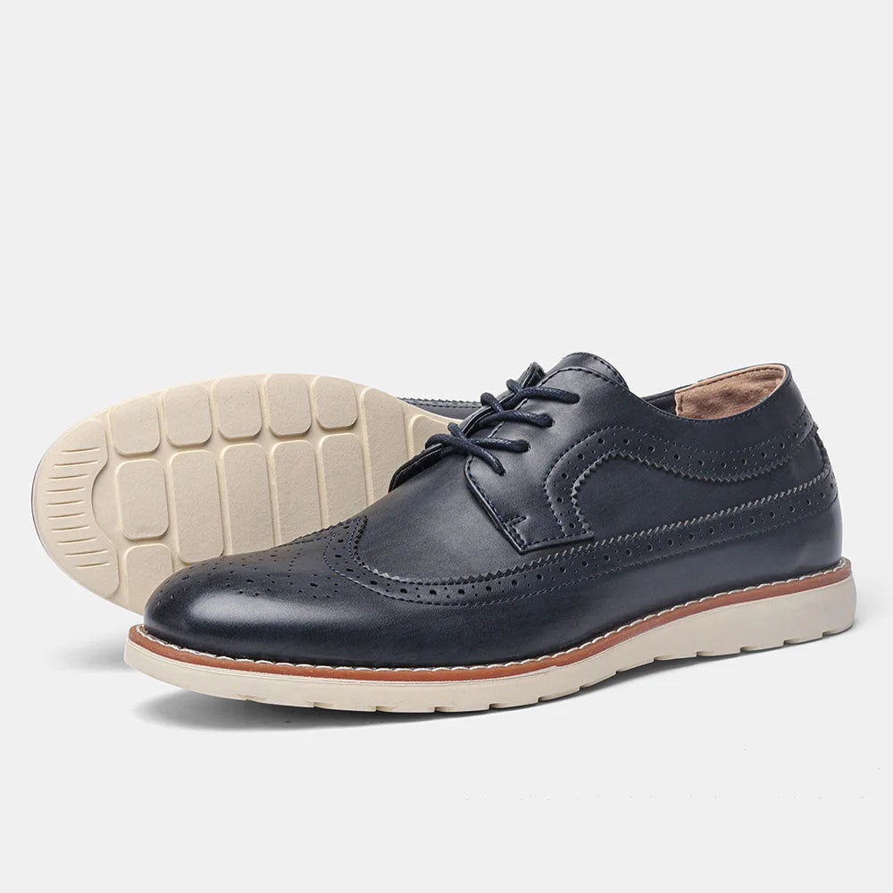 Men’s Brogue Oxford Shoes – Classic Wingtip Design with Cushioned Sole