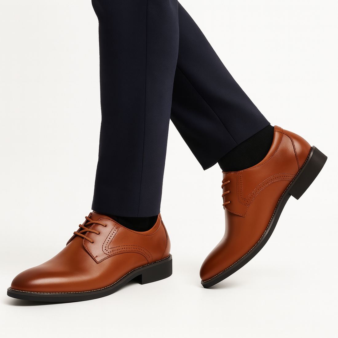 Men’s Brown Oxford Dress Shoes – Formal Lace-Up with Brogue Detailing